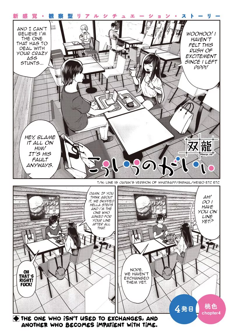 Read Kouiu no Ga Ii Chapter 4.4 - 4th shot ④ - The one who isn’t used to exchanges, And another who becomes impatient with time. Online