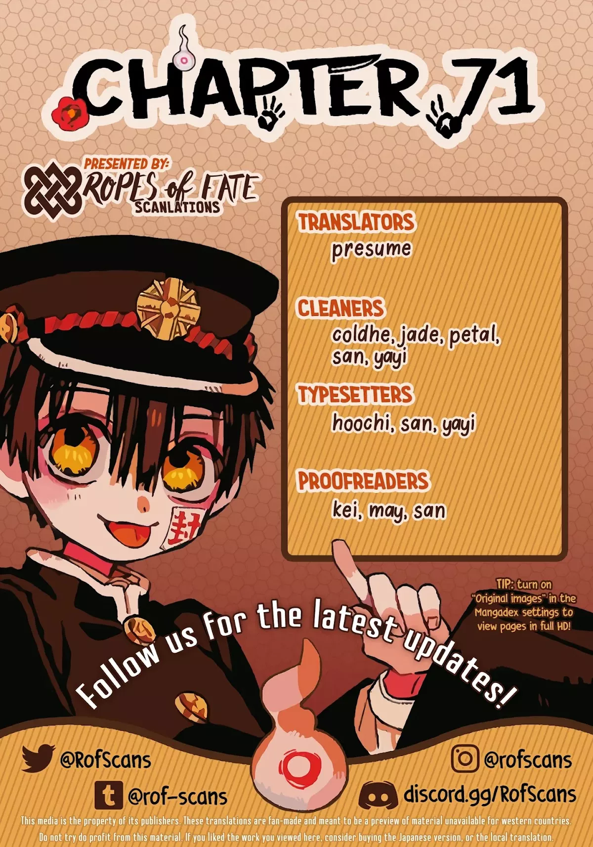 Read Jibaku Shounen Hanako-kun Chapter 71 - Severance Online