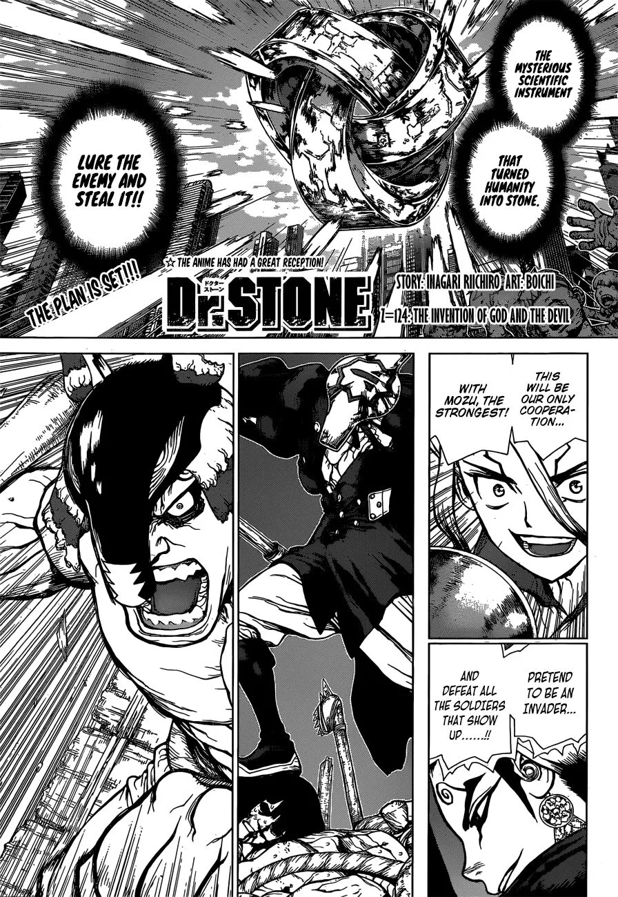 Read Dr. Stone Chapter 124 - The invention of God and the Devil Online