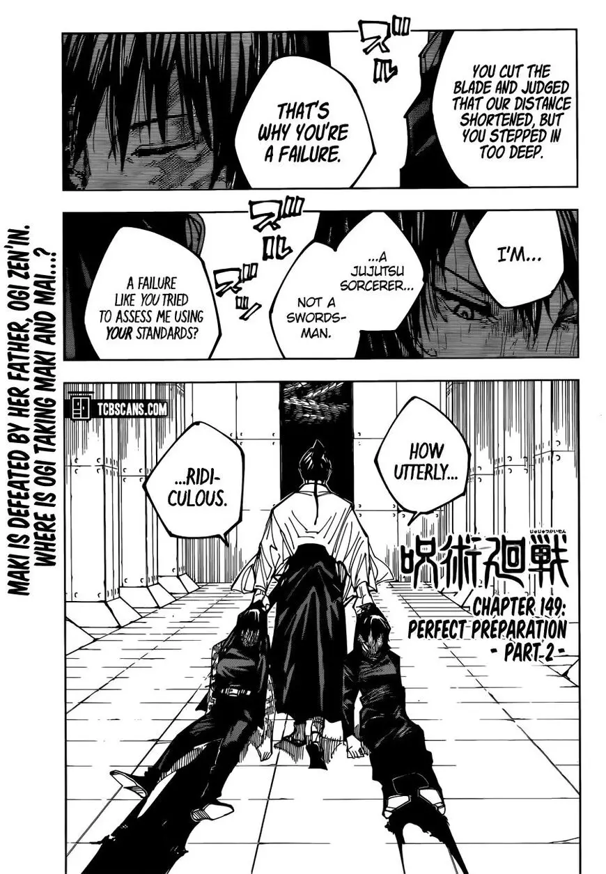 Read Jujutsu Kaisen Chapter 149 Online