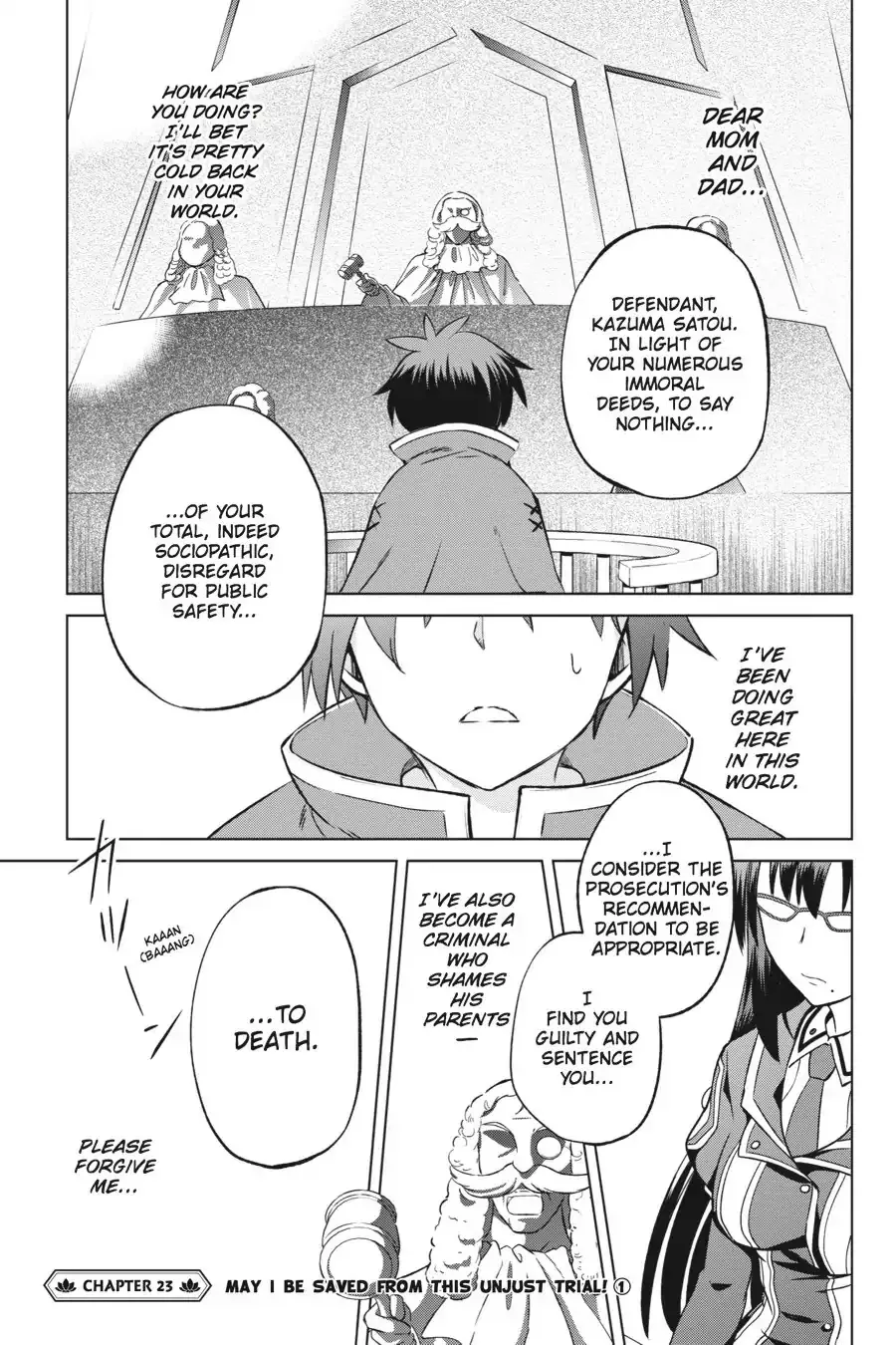 Read Kono Subarashii Sekai ni Shukufuku o! Chapter 23 - May I Be Saved from This Unjust Trial! (1) Online