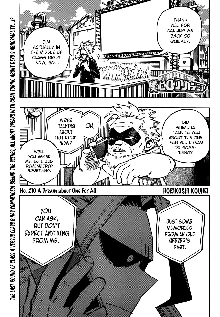 Read Boku no Hero Academia Chapter 210 - A Dream about One For All Online