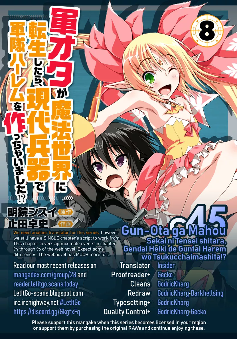 Read Gunota ga Mahou Sekai ni Tensei Shitara, Gendai Heiki de Guntai Harem o Tsukucchaimashita!? Chapter 45 Online