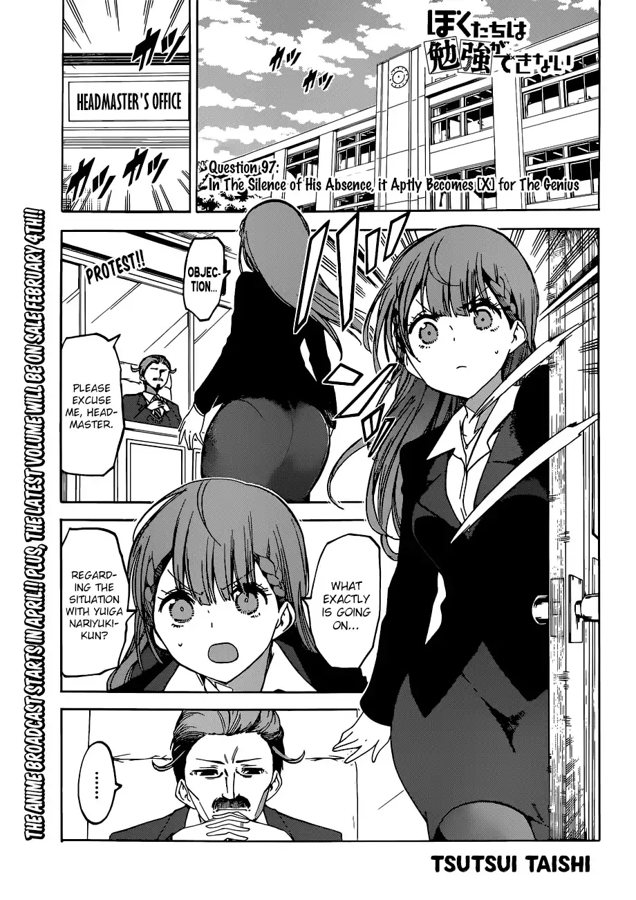 Read Bokutachi wa Benkyou ga Dekinai Chapter 97 - In The Silence of His Absence, it Aptly Becomes [X] for The Genius Online