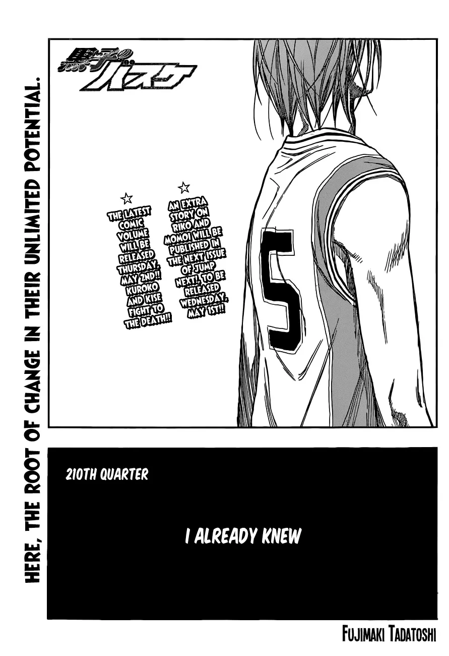 Read Kuroko no Basket Chapter 210 - I Already Knew Online