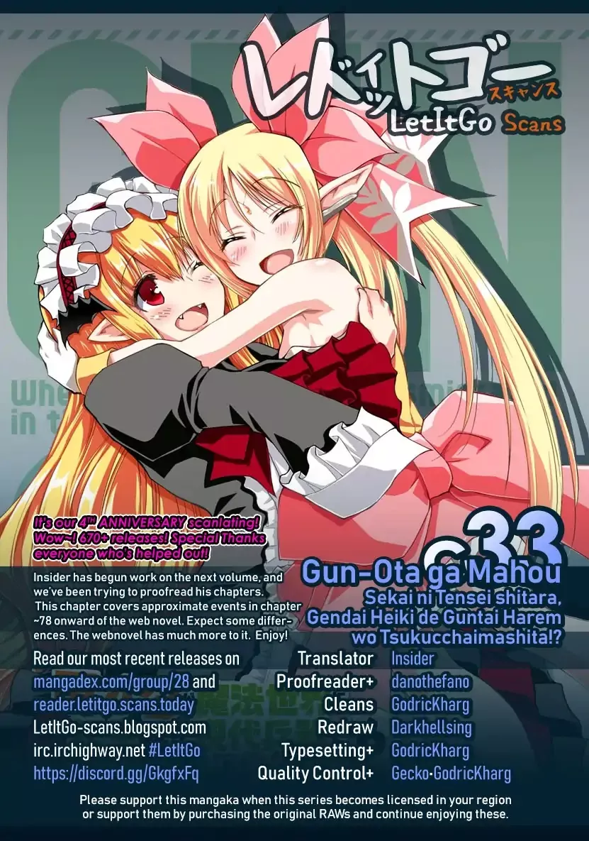 Read Gunota ga Mahou Sekai ni Tensei Shitara, Gendai Heiki de Guntai Harem o Tsukucchaimashita!? Chapter 33 Online