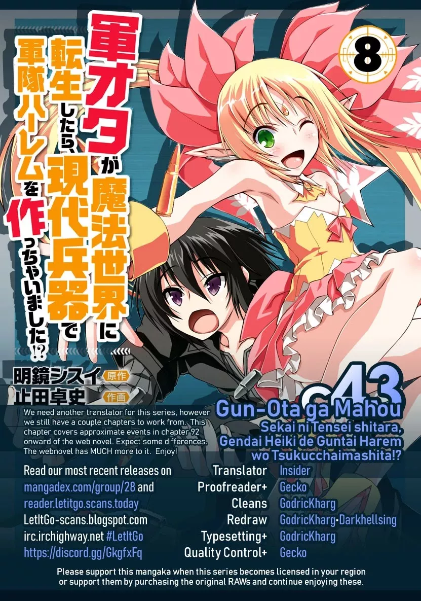 Read Gunota ga Mahou Sekai ni Tensei Shitara, Gendai Heiki de Guntai Harem o Tsukucchaimashita!? Chapter 43 Online