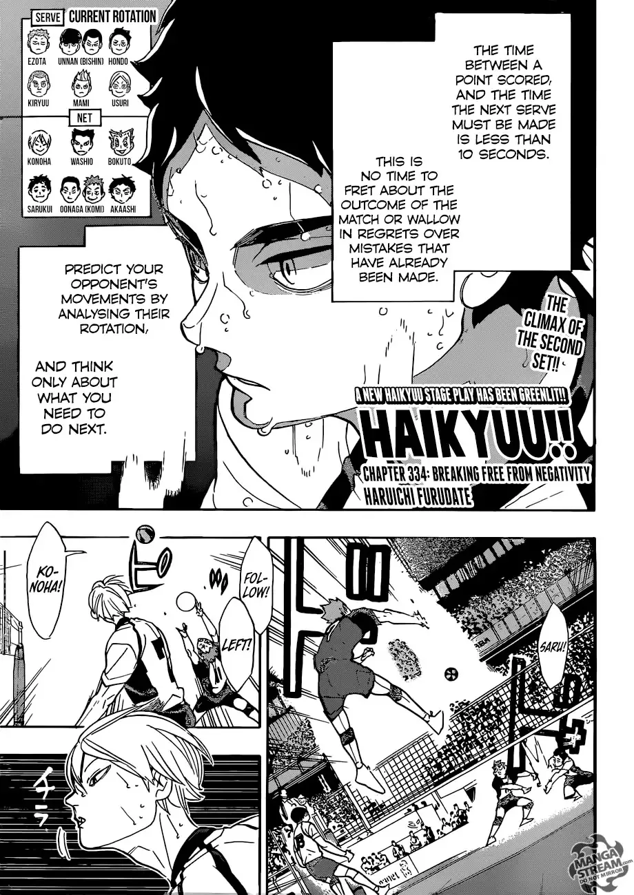 Read Haikyu!! Chapter 334 - Breaking Free From Negativity Haruichi Furudate Online