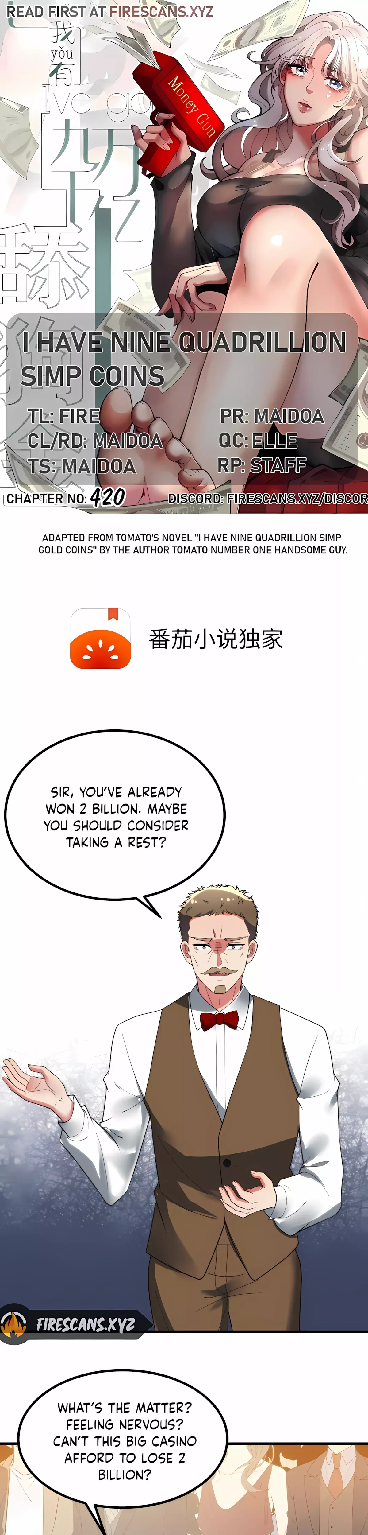 Read I Have Nine Quadrillion Simp Gold Coins Chapter 420 Online