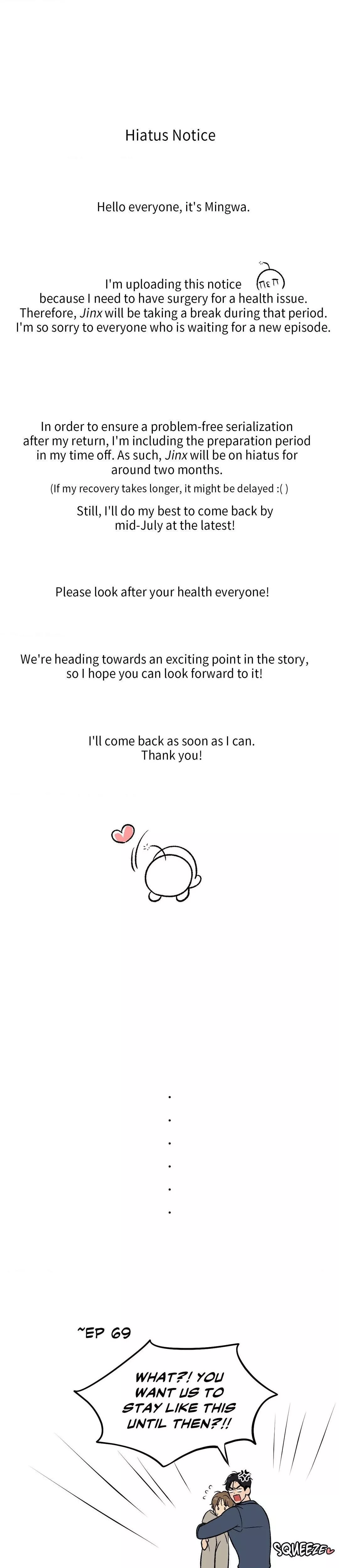 Read Jinx Chapter 69.5 - Extended Hiatus Notice Online