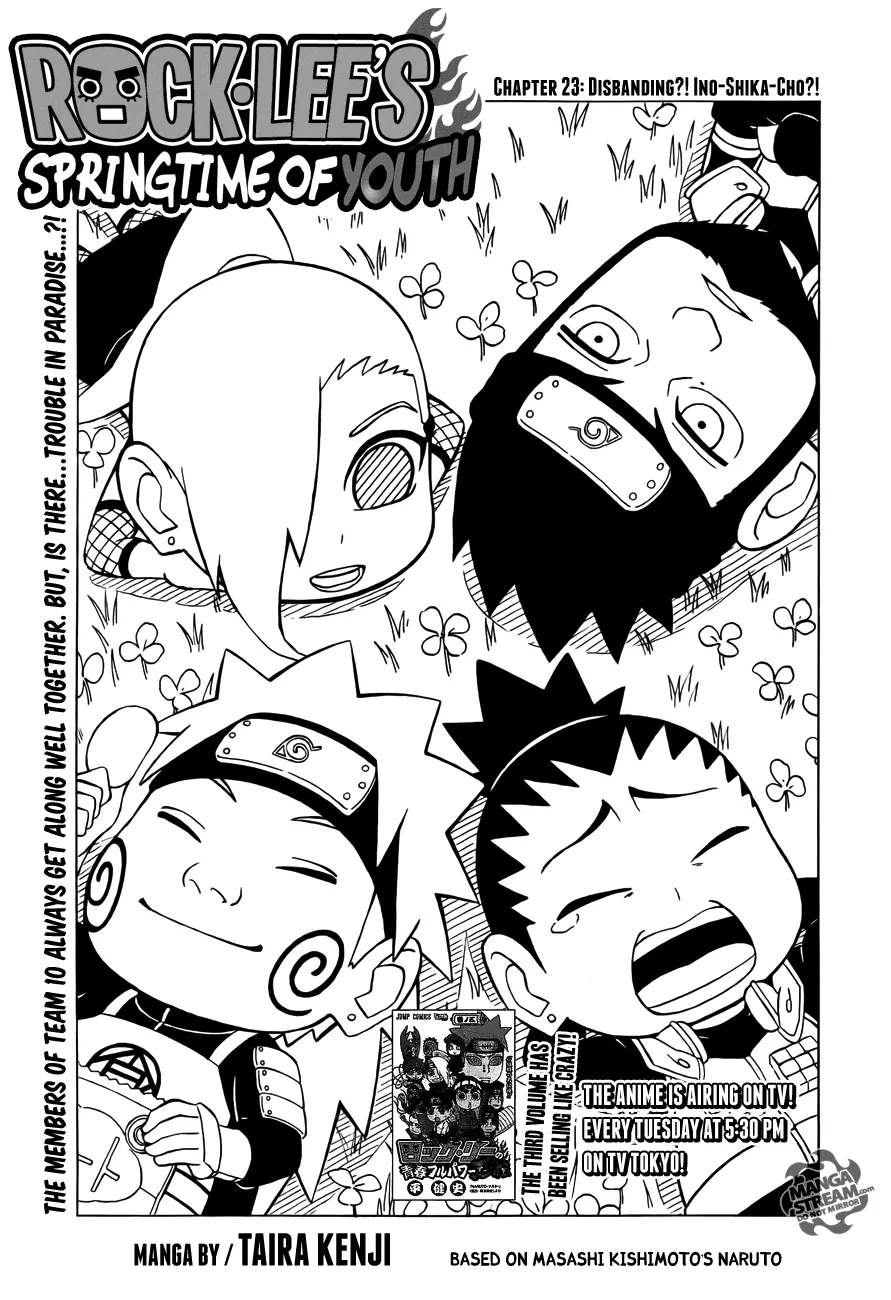 Read Rock Lee no Seishun Full-Power Ninden Chapter 23 - Disbanding?! Ino-Shika-Cho?! Online