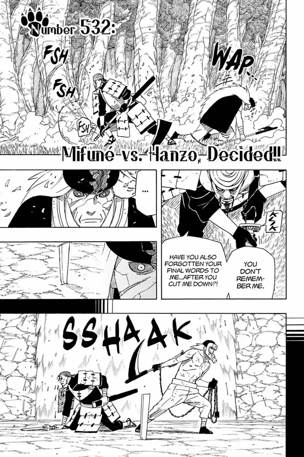 Read Naruto Chapter 532 - Mifuné Vs. Hanzo Decided!! Online