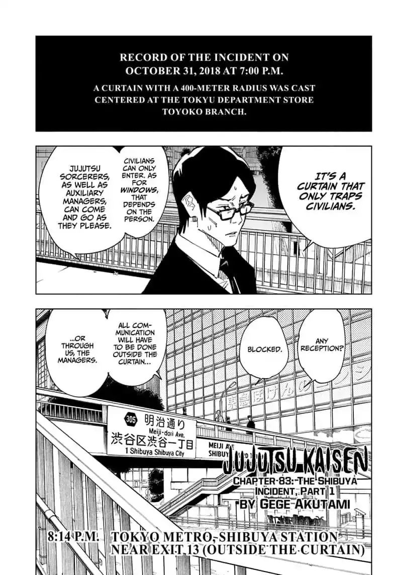 Read Jujutsu Kaisen Chapter 83 - The Shibuya Incident, Part 1 Online