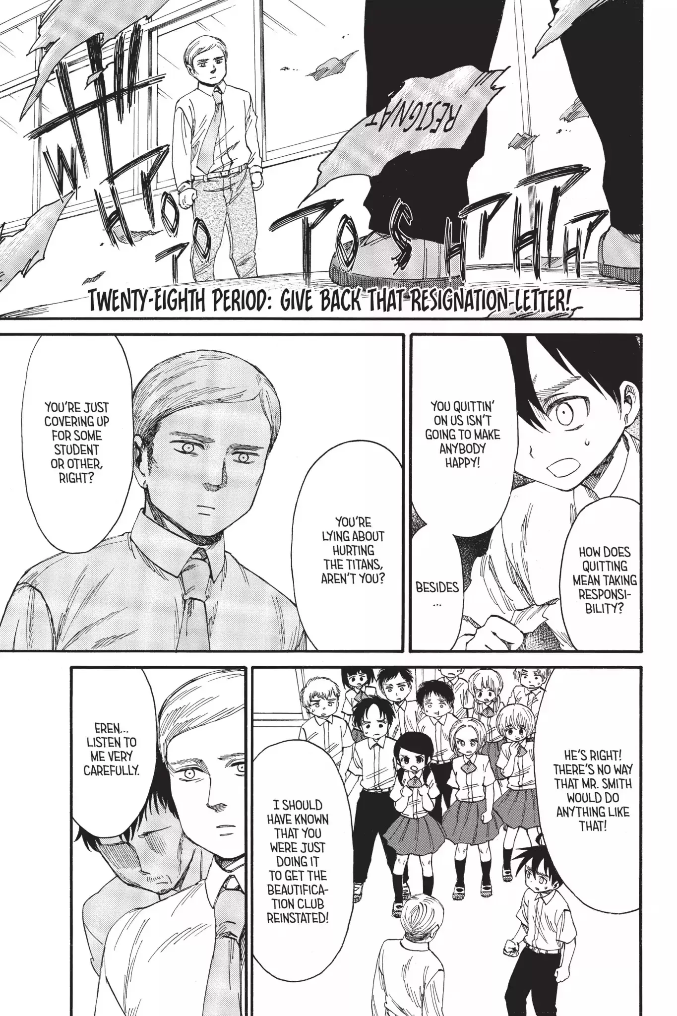 Read Attack on Titan: Junior High Chapter 28 - Vol.2 28th Period: Give Back That Resignation Letter ! Online