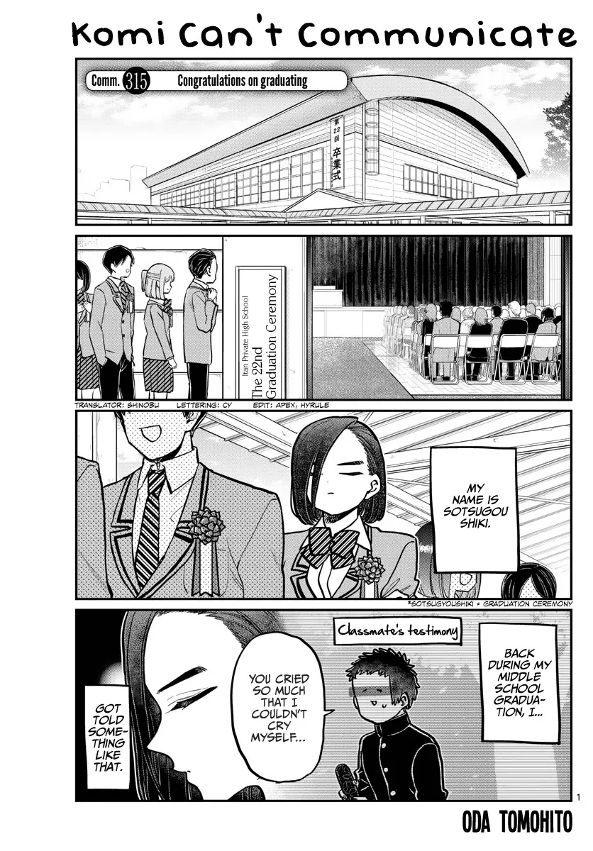 Read Komi-san wa Komyushou Desu Chapter 315 - Congratulations on Graduating Online