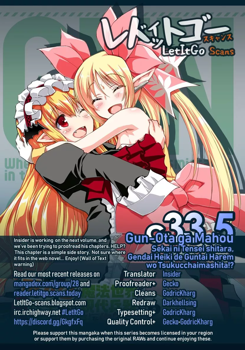 Read Gunota ga Mahou Sekai ni Tensei Shitara, Gendai Heiki de Guntai Harem o Tsukucchaimashita!? Chapter 33.5 Online