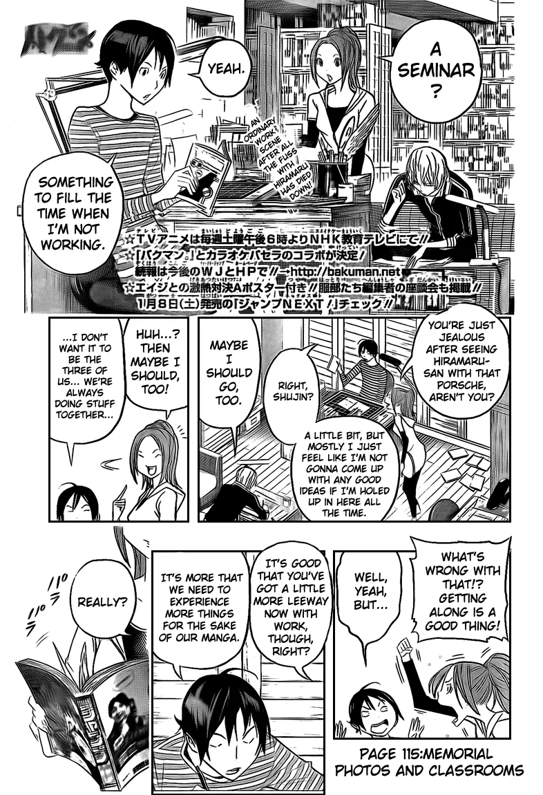 Read Bakuman Chapter 115 - Commemorative Photoshoot and Classroom Online