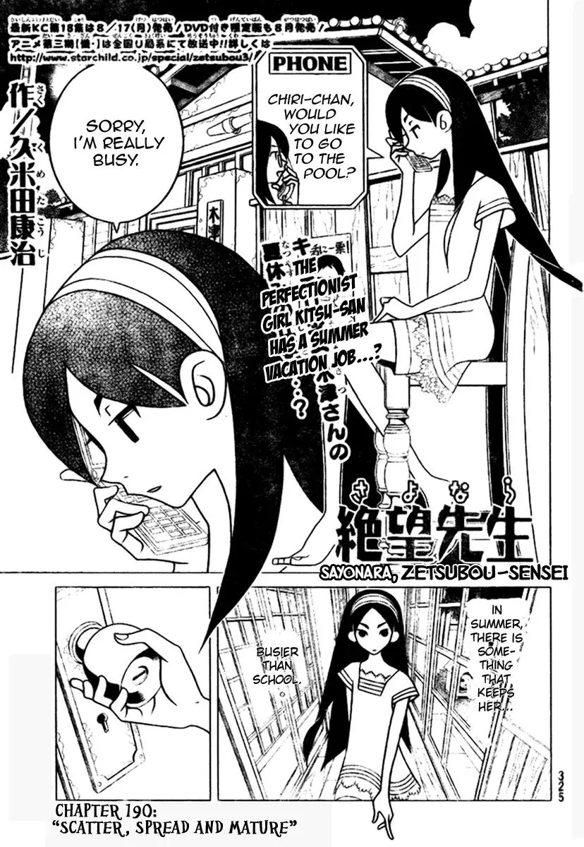 Read Sayonara Zetsubou Sensei Chapter 190 - Scatter, Spread and Mature Online