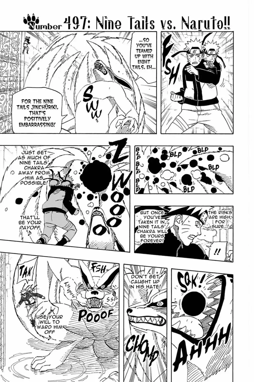 Read Naruto Chapter 497 - Nine Tails Vs. Naruto!! Online