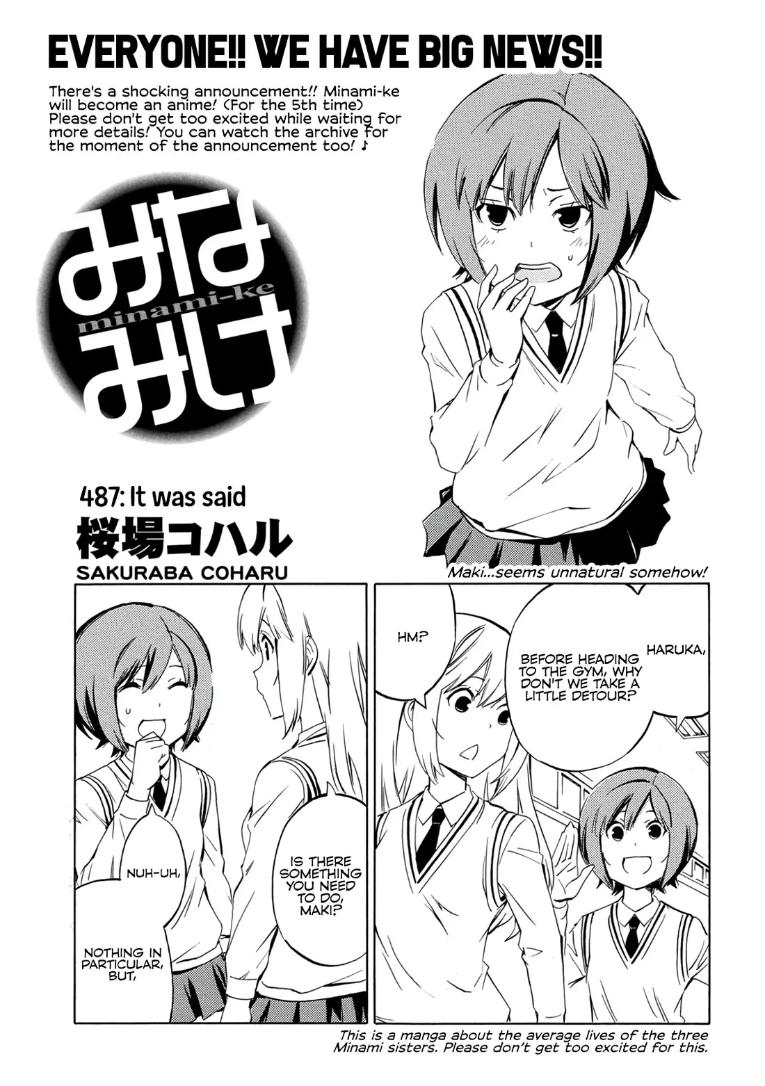 Read Minami-ke Chapter 487 - It was said Online