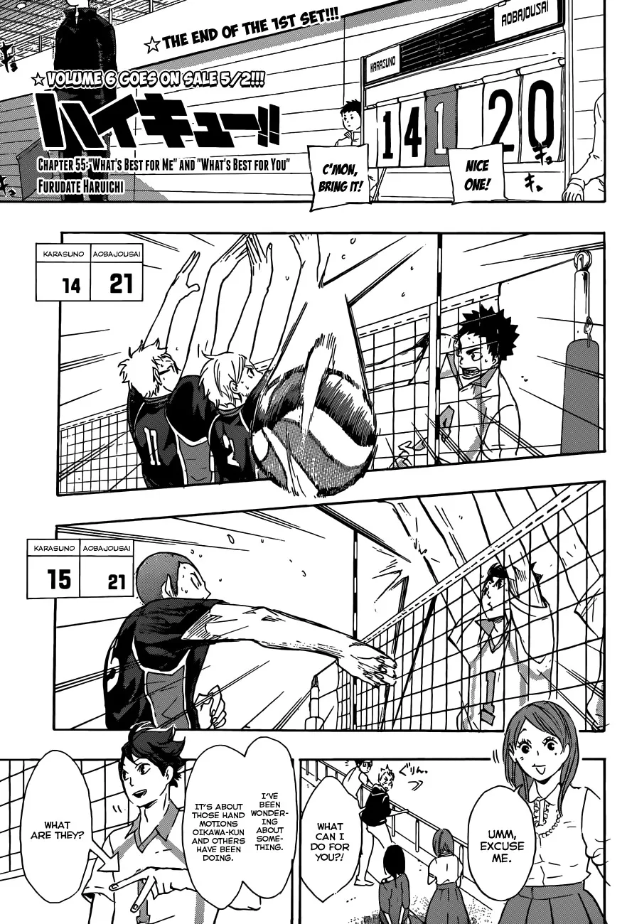 Read Haikyu!! Chapter 55 - "What's Best for Me" and "What's Best for You" Online